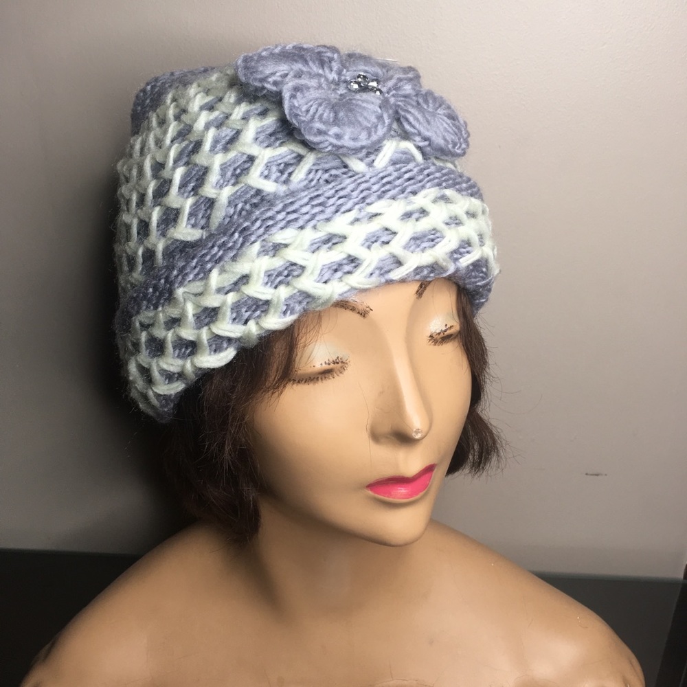 Knit winter Flower Stretch Warm Hat Cap OSFM